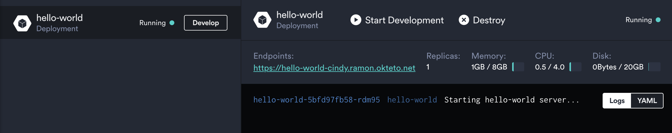 Okteto UI Ruby